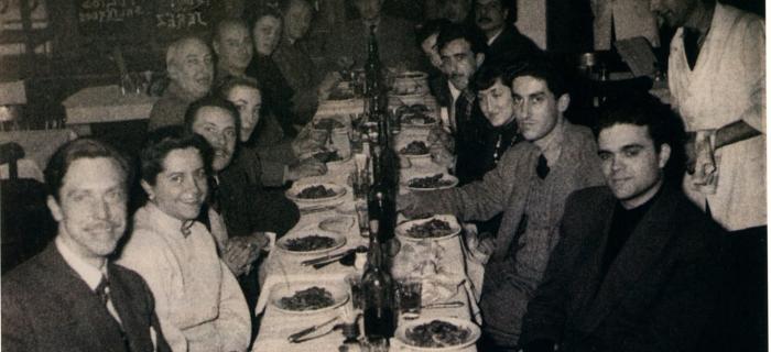 1955. Sopar d'artistes amb motiu de l'Exposición de tendencias de Pintura Moderna a la Sala Vayreda