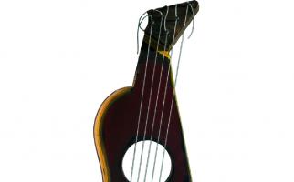 1998. Guitarra Lorquiana VI. Tècnica mixta sobre fusta, 47,5 x 19,5 x 6 cm.