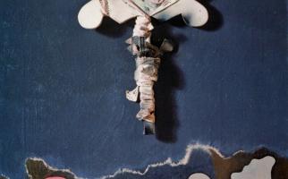 1970. El crist del penjador. Tècnica mixta sobre tela, 73x54cm. Fundació privada Alorda Derksen, Barcelona. (Privat)