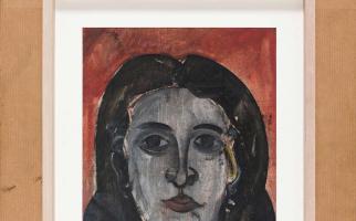 1954. Cap de dona (Revers de l'obra crani) Oli i llapis grafit sobre tela. Col·lecció Museu Nacional d'Art de Catalunya (Públic)