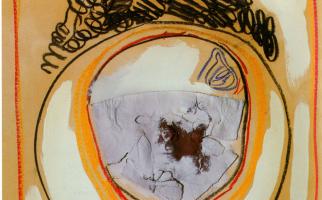 1967. Careta 4. Llapis de cera sobre cartulina 69 x 48 cm. Col·lecció Bassat (Privat)