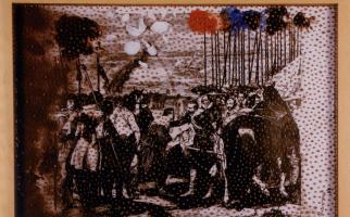 1978, Les llances. Tècnica mixta sobre paper 69 x 98 cm. Col·lecció Bassat (Privat)