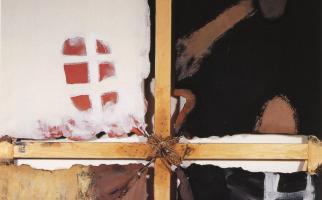 1993. La creu del bastidor. TeÌ€cnica mixta sobre tela 146x114 cm. Col. particular (Privat)
